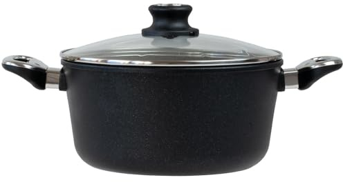 BAF Kochtopf Induktion 24 cm mit 4,2 L Volumen und Glasdeckel - Aluguss Suppentopf mit Antihaftbeschichtung - für alle Herdarten geeignet - Made in Germany