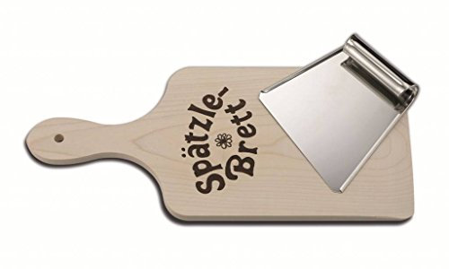 Weis 16037 - Tabla para spätzle (incluye rascador, acero inoxidable y madera, para la preparación original de spätzle suabia, 31,5 x 14,5 x 2 cm), color marrón y plateado
