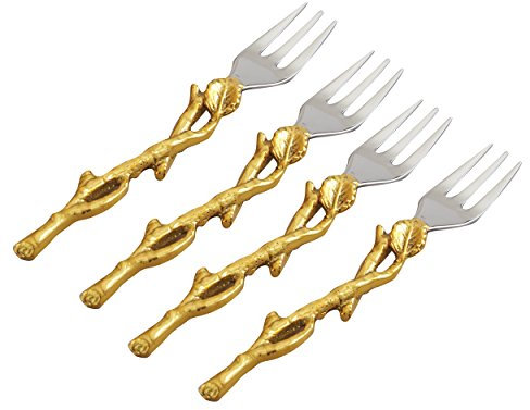 Elegance Golden Vine Forks, 5.25-Inch, Silver/Gold, Set of 4