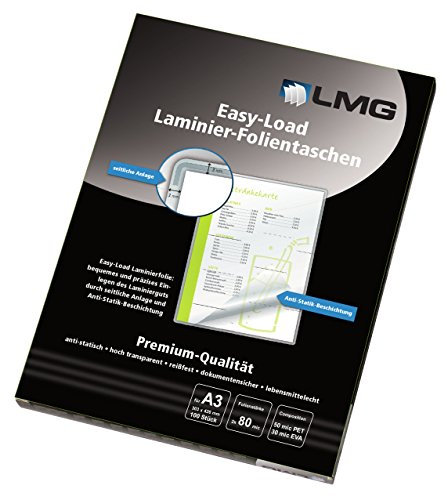 LMG LMGE-A3-80 Laminierfolien Easy Entry A4, 216 x 303 mm, 2 x 80 mic, 100 Stück
