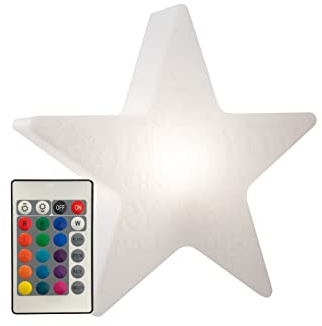 8 seasons design Shining Star Merry Christmas LED Weihnachtsstern Ø 60 cm (Weiß), mit Farbwechsler (15 Farben), inkl. Leuchtmittel, beleuchteter Stern mit geprägtem Weihnachts-Motiv, außen + innen