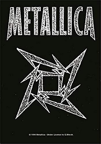 Metallica Fahne, Schwarz/Weiß, Ninja Logo, 110 x 75 cm, Polyester, Wandmontage, Grüße