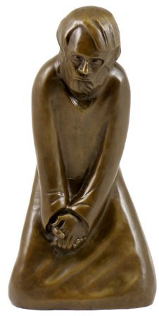 Moderne Kunst Skulptur - Bronzefigur - Der Zweifler (1931) - signiert - Ernst Barlach Figur - Güstrow - Bildhauer