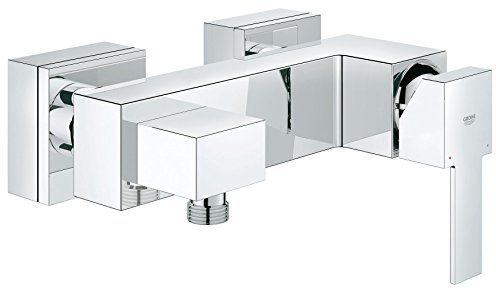 GROHE Robinet de douche mitigeur Sail Cube, montage mural, rosaces carrées incluses, levier en métal, sorties 1/2, installation et nettoyage facile, chromé, 23437000 (Import Allemagne)