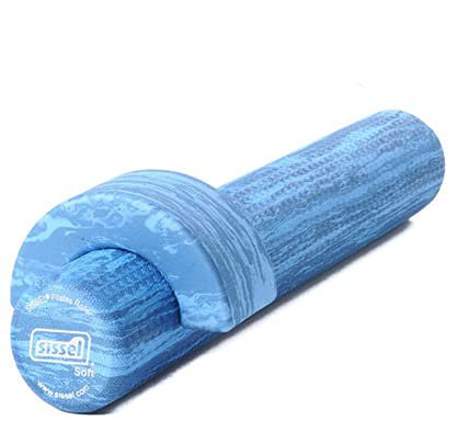 SISSEL Pilates Rolle Soft + Head Align Foam Roller Gymnastik Ø15x90cm blau