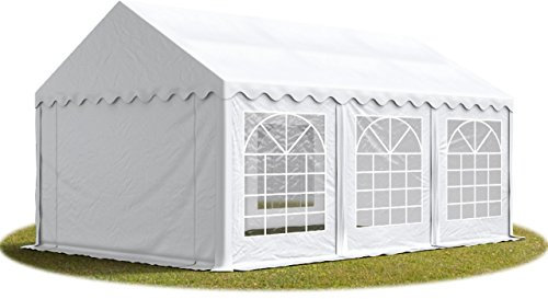 TOOLPORT Party-Zelt Festzelt 4x6 m schwerentflammbar Garten-Pavillon -Zelt PVC Plane 700 N in weiß Wasserdicht