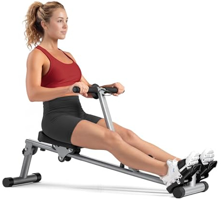 Sunny Health & Fitness SF-RW1205 12 Adjustable Resistance Rowing Machine Rower w/ Digital Monitor