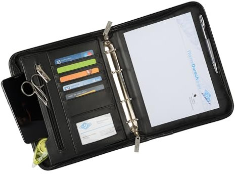 WEDO Elegance A5 Konferenzmappe – Executive Organizer im Leder-Look mit 4-Ring-Mechanik, Karten- & Dokumentenfächern, Stifthalter, kompakt & stilvoll