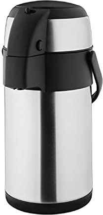 Olympia Stainless Steel Pump Action Airpot 2.5Ltr, 330x151mm, 25L | Double-wall vacuum insulation ensures maximum temperature retention, with a smooth flow dispenser and swing carry handle.