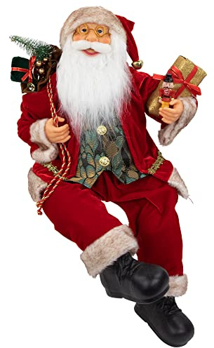 Northlight 24 Chic Sitting Santa Claus Christmas Figure with Gift Bag and Presents