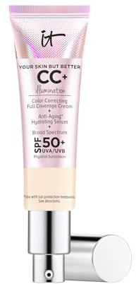 IT Cosmetics CC+ Cream Illumination (Fair) - Radiant Full Coverage Foundation With SPF 50+, Color Corrector & Hydrating Anti-Aging Serum, Hydrolyzed Collagen + Peptides - 1.08 fl oz