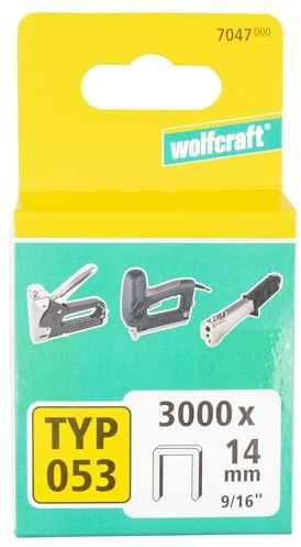 wolfcraft Grapa de lomo ancho, acero extra duro, tipo 053 I 7047000 I Ideales para fijar telas, tejidos y listones de madera delgados