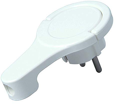 Kopp Schutzkontakt-Winkelstecker in Arktis-Weiß - Kunststoff-Stecker mit Klappgriff & Kabel-Knickschutz - IP20 Schutzkontaktstecker für Strom-Kabel bis 3 x 1,5 mm² - Hochwertiger Flachstecker 250V~