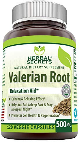 Herbal Secrets Valerian Root 500 Mg Supplement | Veggie Capsules | Non-GMO | Gluten-Free | Made in USA (1 Pack, 120 Count)