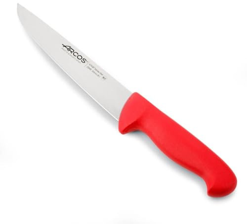 Arcos Coltello da Macellaio con Lama in Acciaio Inossidabile Nitrum 200 mm – Coltello da Cucina Professionale per Tagliare Carne, Pesce e Verdure – Manico Ergonomico in Poliossimetilene, 2900, Rosso