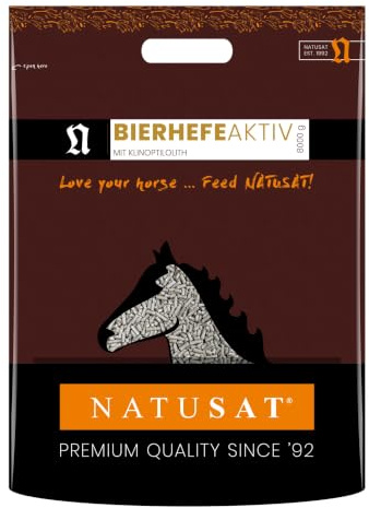 NATUSAT Bierhefe aktiv Pellets - Ergänzungsfutter für Pferde, für die Fell- & Hufpflege, Unentbehrlich im Fellwechsel, glänzendes Fell (8 kg)