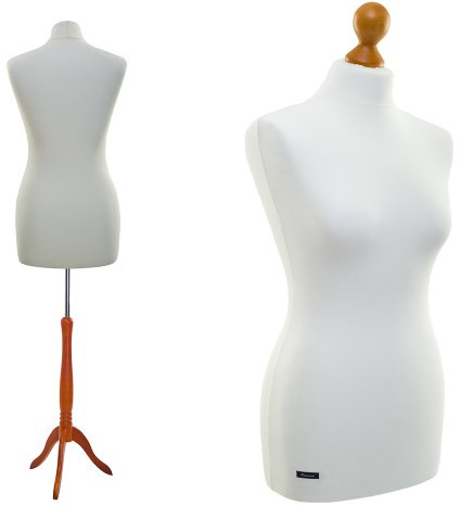 Schneiderpuppe LUCCESI | zum Probierpreis! | Größen S - XL (Female) | Torso Size: L/XL (42-44) | Wechselbezug Creme-Weiss | Standfuss Calvados | Damen - Schaufensterpuppe