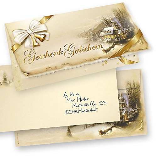 Geschenkgutscheine Weihnachten Winteridylle (100 Sets inkl. Kuverts) Gutscheine Weihnachten Klappkarten mit Umschlag