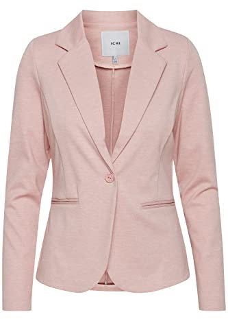 ICHI IHKATE BL Damen Blazer Kurzblazer Jacke Ein-Knopf-Blazer mit Stretch und Reverskragen, Größe:M, Farbe:Rose Smoke Melange (12524)