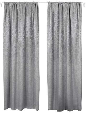 WOLTU 2er Set Gardinen Vorhänge Blickdicht mit Kräuselband, 250g/m² Schwere Verdunklungsvorhänge Thermovorhang Kälteschutz Damast Optik lichtdicht für Wohnzimmer Schlafzimmer, 135x225 cm Dunkelgrau