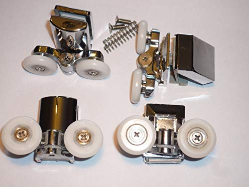 Set of 4 new Shower door rollers AM49P-8-4 2 height adjustable top 2 sprung quick release lowers
