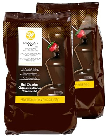 Wilton Chocolate Pro Melting Wafers Bundle, Easy-to-Use Fountain & Fondue Chocolate, Smooth Flowing & Quick Melting for Dipping Fruit, Cookies & Snacks, 2-Pack, 2lb. Each, Packaging May Vary