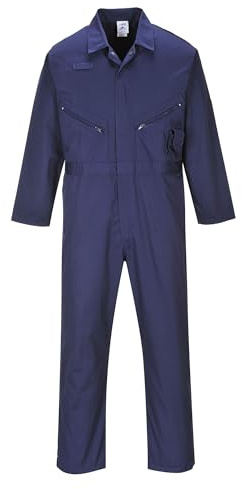 Portwest C813 Overall Liverpool Mit 8 Taschen Für Arbeitsbereiche | Marine, L, Polyester-Baumwollgewebe, Elastische Rückenfalte, Zwei-Wege-Reißverschluss, Seitliche Zugangsöffnungen