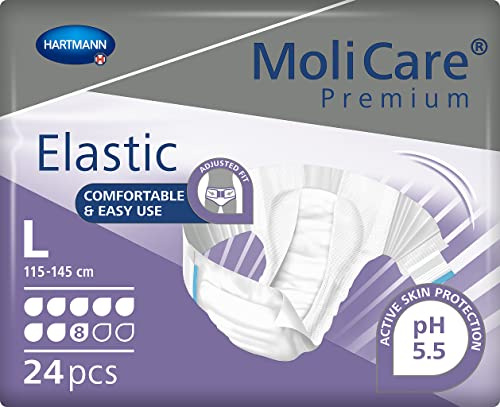 MoliCare premium Elastic Inkontinenzslips – 8 Tropfen | Hochsaugfähige Einwegwindeln für Männer und Frauen mit schwerer Inkontinenz | Größe L | 24 Stück