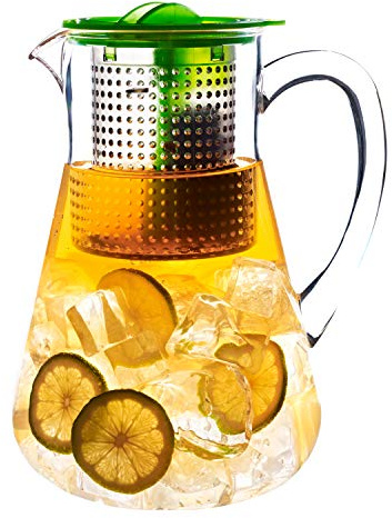 finum® ICED TEA CONTROL 1,8 Liter - Robuste Teekanne mit Deckel & Siebeinsatz, Polycarbonat-Teekanne und extra robust, Kanne, Teebereiter, Filter, Patentierte Brühkontrolle, BPA-frei - Grün