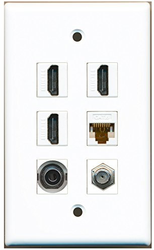 RiteAV HDMI-Koaxialkabel, F-Typ, 1 Anschluss, 3,5 mm, 1 Anschluss, Cat6, Ethernet, Weiß
