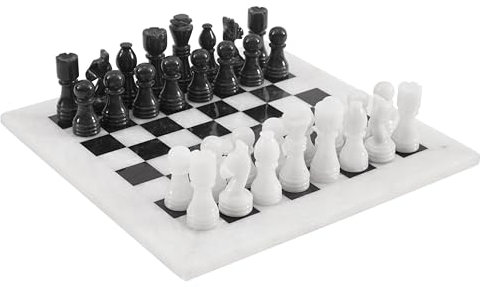 Radicaln Schachspiel, komplett aus Marmor, handgefertigt, Staunton, komplettes Schach-Set für Zwei Spieler, Weiß/Schwarz