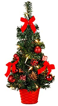 Gravidus Künstlicher Weihnachtsbaum geschmückt mit LED-Lichterkette 40 cm (rot)