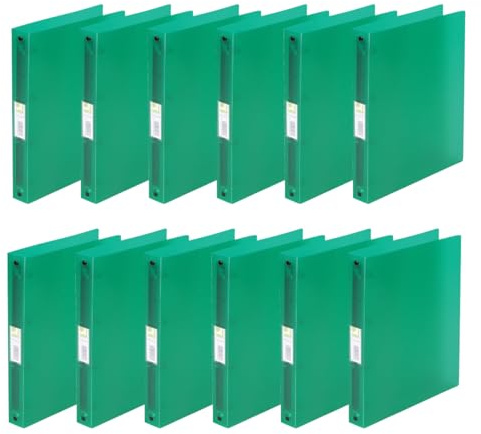 Q-Connect KF02906 Ringbuch / 12 Stück/ A4 4-Ring 25 mm/Farbe: Grün Transparent/aus Starkem Transluzente PP-Folie / 31 mm Rücken/Ringhefter Plastik/Ringordner Schmal Dünne Ordner
