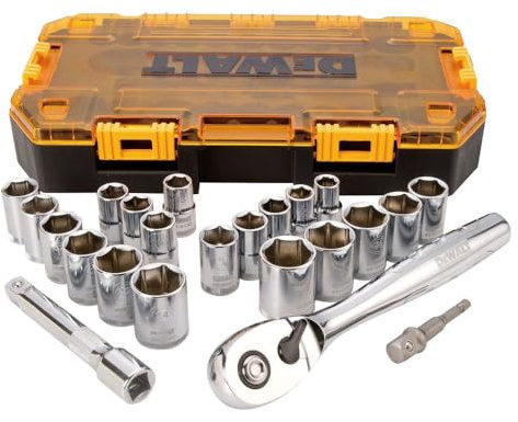 Stanley Tools STADW73813 1/2-Inch Drive Tough Socket Set - Yellow/Black (23-Piece)