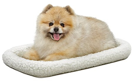 MidWest Homes for Pets QuietTime XS Dog Bed – White Fleece Bolster, Ultra-Soft and Machine Washable, Fits 59 cm Crates and Carriers, for Small Dogs and Cats
