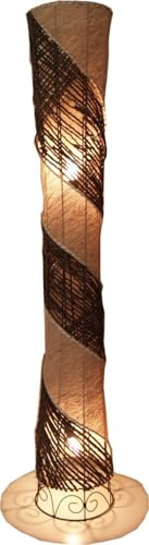 Stehlampe handgemacht aus Naturmaterial, Rattan und Kokos, Modell Fatima | Wunderschöne Stehleuchte, natürliche Lichtatmosphäre, ideal zum Entspannen, handgefertigt in Bali.