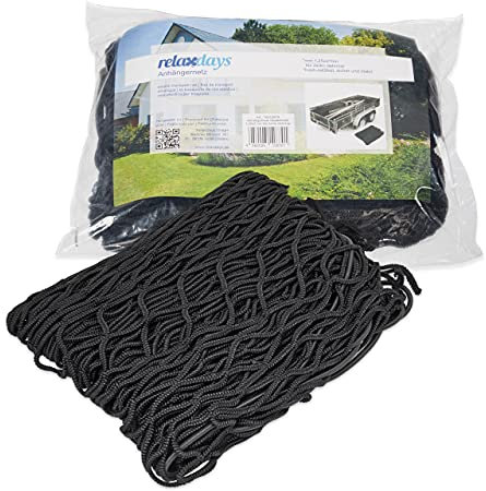 Relaxdays Rete Fermacarico, Elastica, per Rimorchio Auto, Protezione Portapacchi, 3 x 2 Metri, Sicurezza Carico, Nero