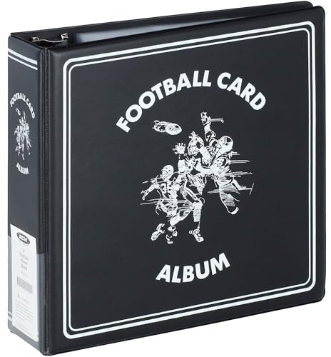 BCW 3-Inch D-Ring Football Trading Card Binder - Black | Holds 90 Pages | Heavy Duty Durable Design Football Card Binder | 1 ct