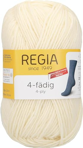 REGIA 4-fädig Uni 9801276-01992 neutral Handstrickgarn, Sockengarn, 50g Knäuel