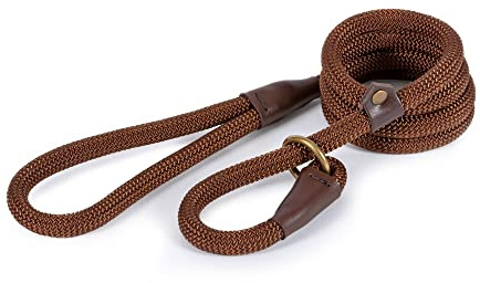 Ancol Deluxe Nylon Rope Slip Lead Brown 1.5mx12mm