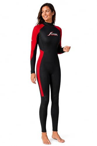 Scubatec 4mm Damen Neoprenanzug Lang – Nassanzug mit Damen-Schnitt, Rückenreißverschluss & verklebten Nähten für Tauchen, Schnorcheln, Schwimmen und SUP, 42 (XL)