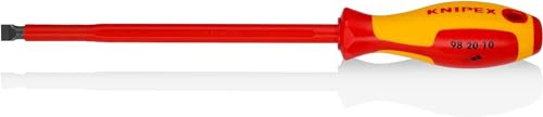 KNIPEX Schraubendreher, VDE-geprüft 320 mm, 98 20 10 | Geeignet für Schlitzschrauben isolierender Mehrkomponenten-Griff