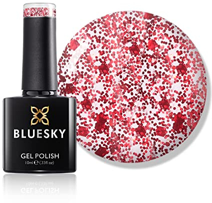 Bluesky Gel Nail Polish, Red Million S11N, Dark Red Glitter, Long Lasting, Chip Resistant, 10 ml (Requires Drying Under UV LED Lamp)