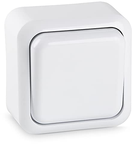 HEITECH Aufputz Wechselschalter in weiß - Neues Modell - Schalter für den Innenbereich mit 250V AC & 10A - Lichtschalter für innen, Wippschalter, Kippschalter, Aufputzschalter