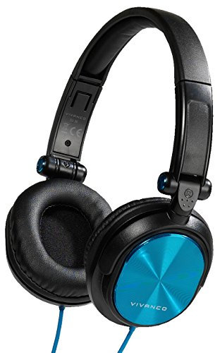 Vivanco DJ 30 Stereo On Ear Kopfhörer (faltbar, drehbar, DJ-Style, Metallic Design, 1,8 m Kabellänge) blau
