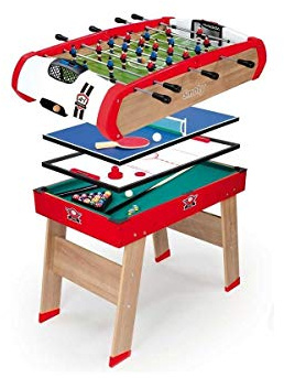 Smoby - Multifunktions Tischfußball Powerplay 4-in-1 - Wandelbarer Spieltisch, Tischfußball, Billard, Tischtennis oder Hockey, für Kinder ab 8 Jahren