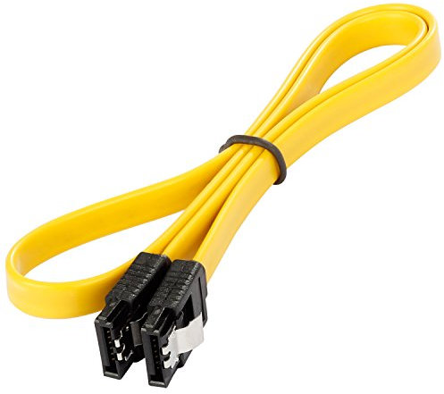 POPPSTAR 1x Câble SATA 3 HDD SSD, câble de données haut de gamme avec fiche clip droit, jusqu'à 6 Go/s, longueur 0,5 m, jaune