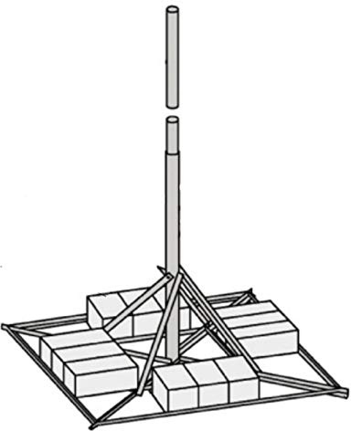 JRM23855 Non-Penetrating Mount with 2.38 OD x .154 Wall x 10' Mast