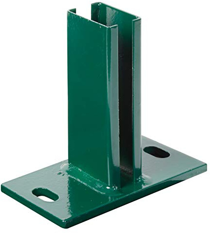 GAH-Alberts 685584 Anclaje para postes de cercado para paneles de varilla doble | Para atornillar | Galvanizado en caliente, recubrimiento plástico verde RAL 6005 | Pletina 150 x 80 mm