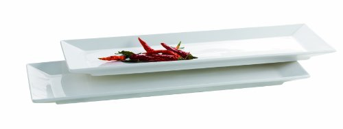 Mäser, Serie Trendy Line, Teller rechteckig 32 x 11 cm, im 2er-Set, Weiß